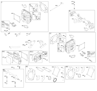 Cylinder Head Group Diagram and Parts List for 61G977-0004-J1 400000 - 699999 Briggs and Stratton Engine